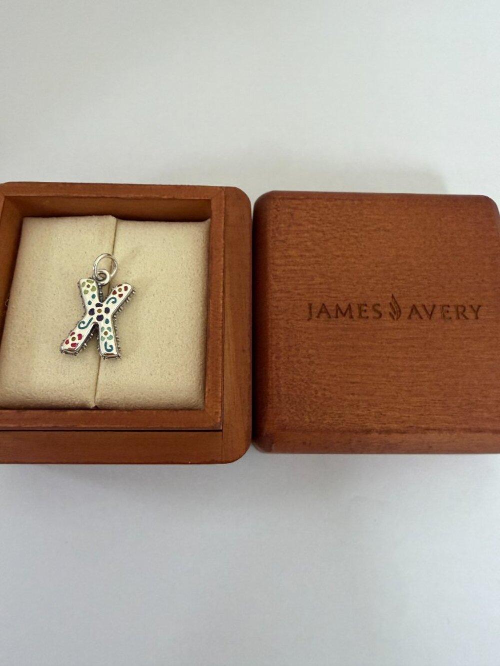James Avery Enamel Consuela Floral Initial X Charm